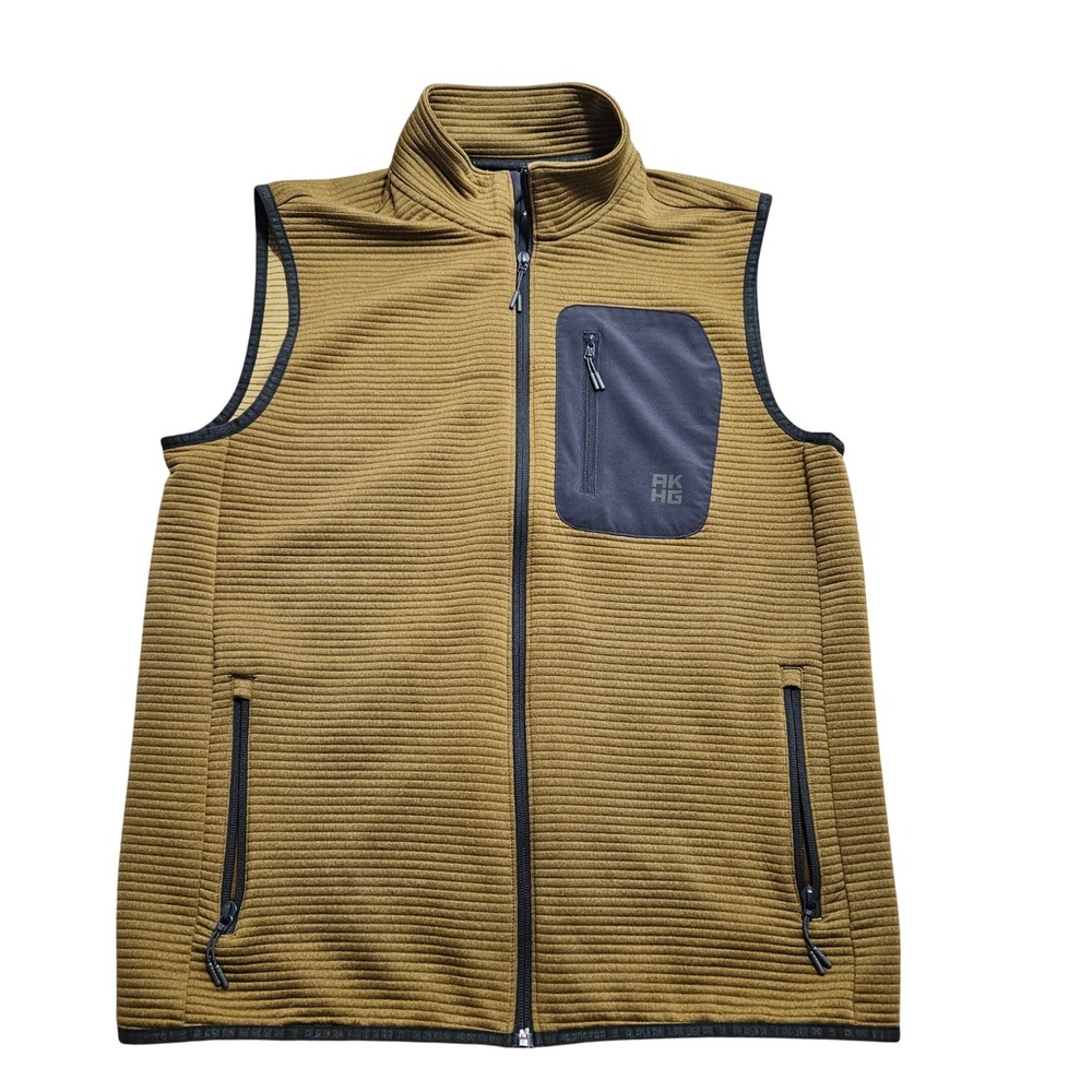 Alaskan Hardgear Duluth Trading Co Men M Brown Ribbed Full Zip Fleece Vest 90773